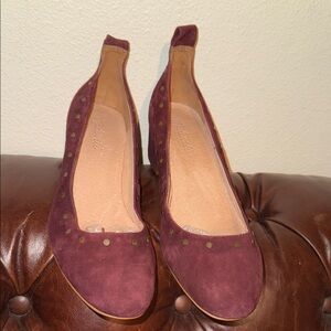 Madewell Maroon Suede block heel